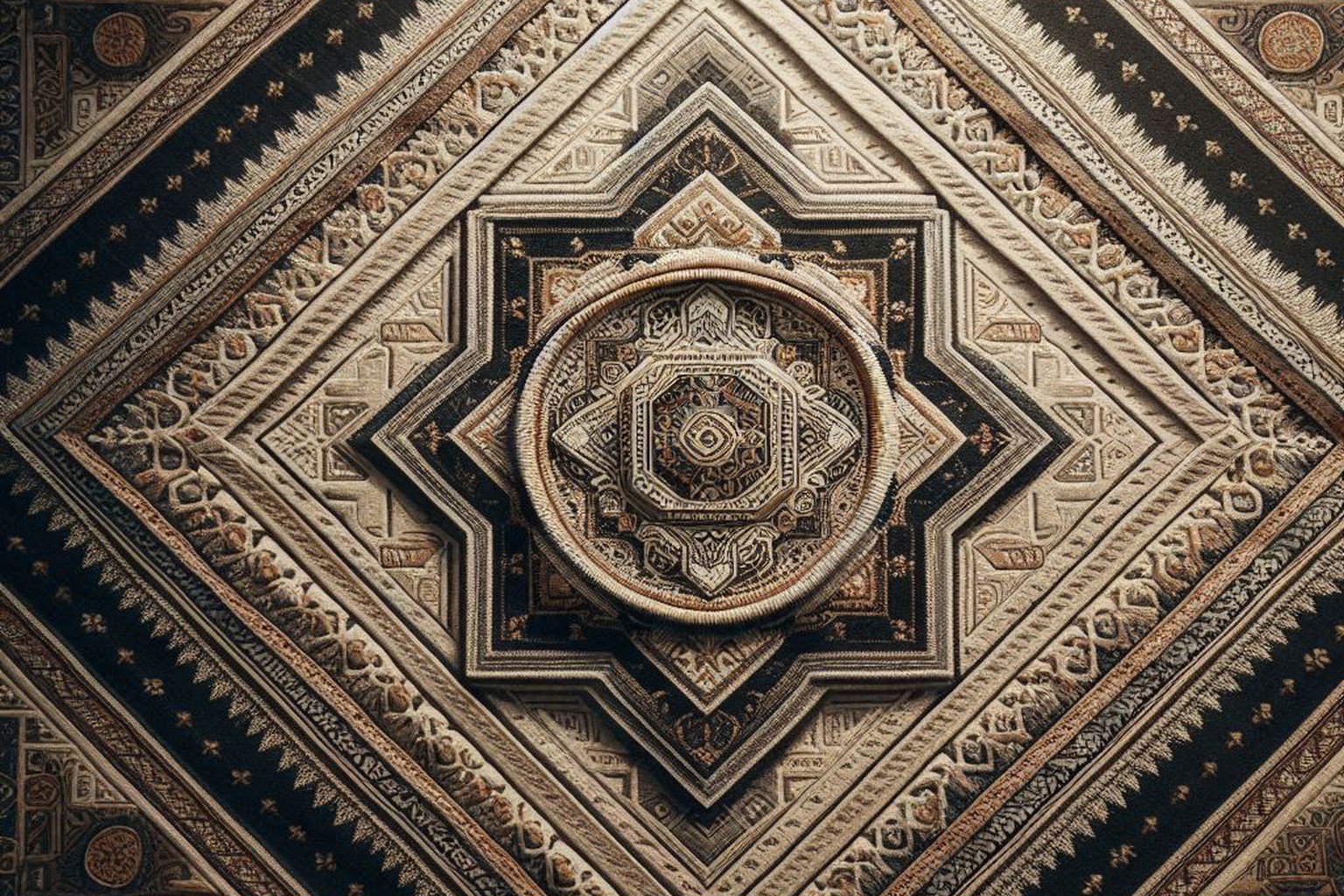 Powerful central diamond-shaped medallion representing core intent