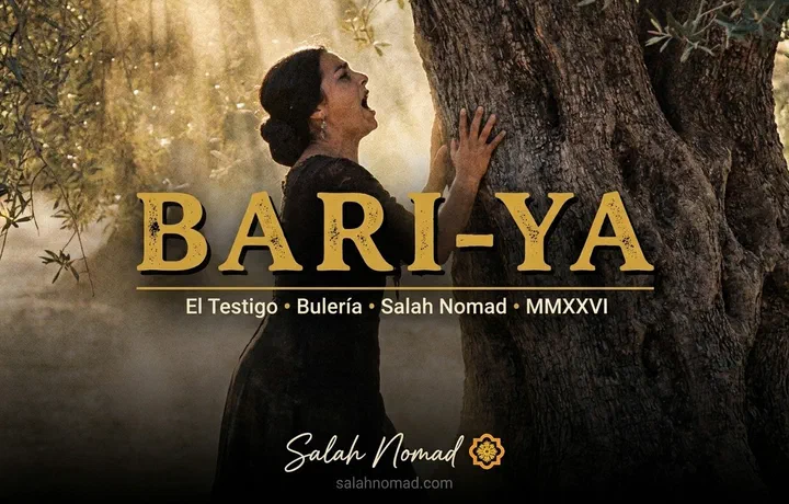 A stunning Andalusian cantaora stands beside an ancient wild olive tree at dawn, singing passionately as its roots strike the earth like drumsticks. …