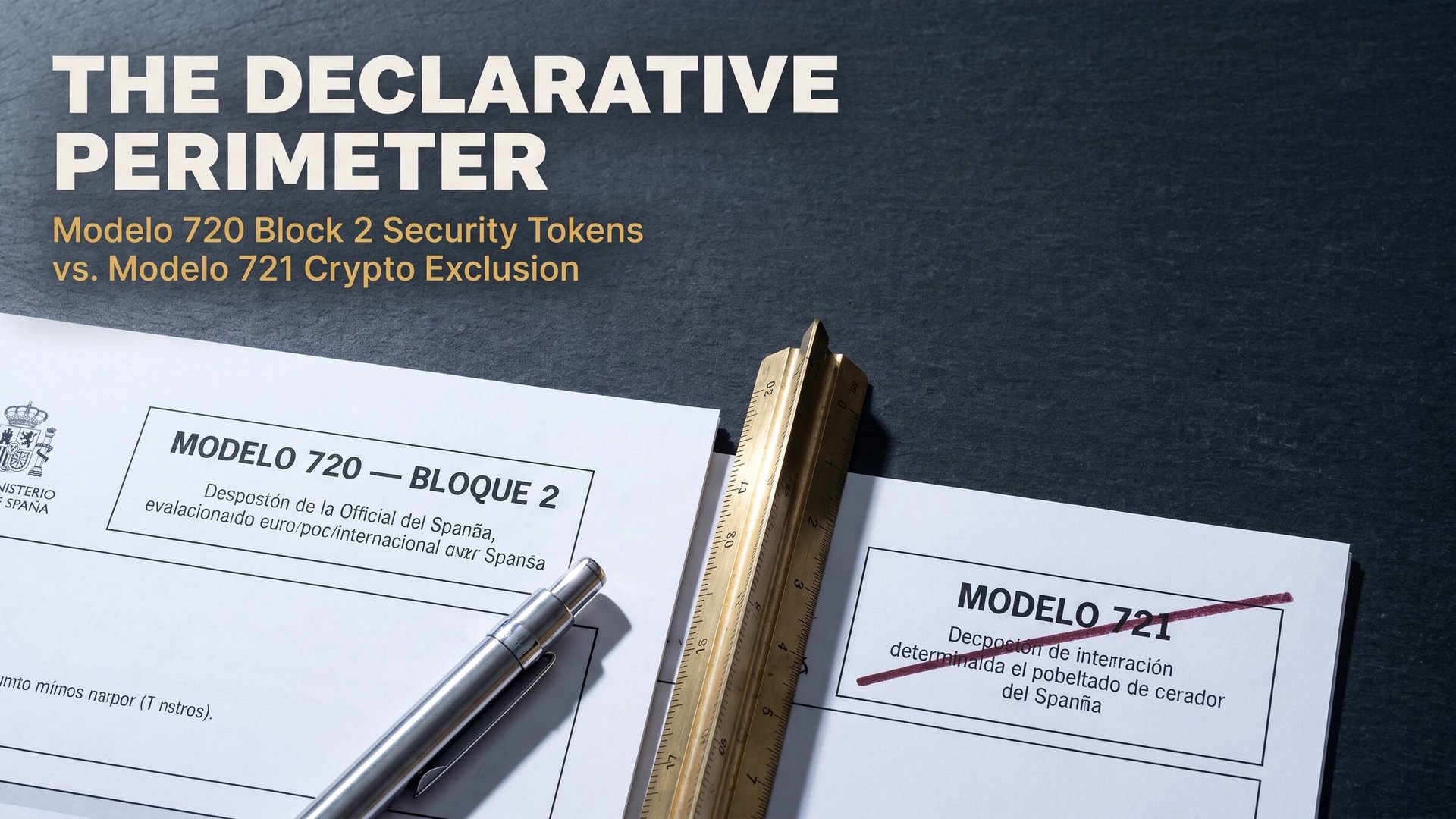 A decision tree diagram partitioning domestic ERIR tokens from foreign SPV tokens in Modelo 720 Block 2 and foreign crypto in Modelo 721