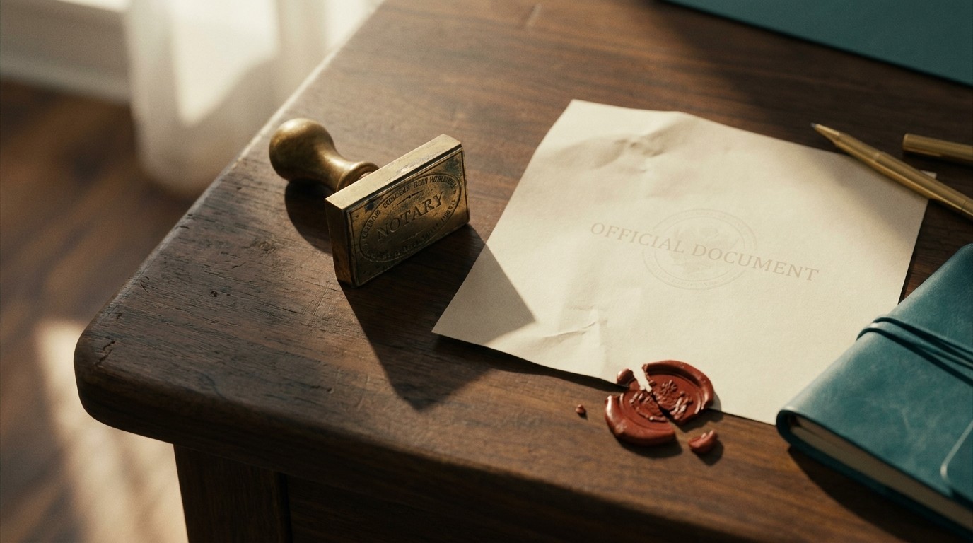 Verified professional contacts notebook with notary stamp and wax seal – commission-free resources inside the Codex