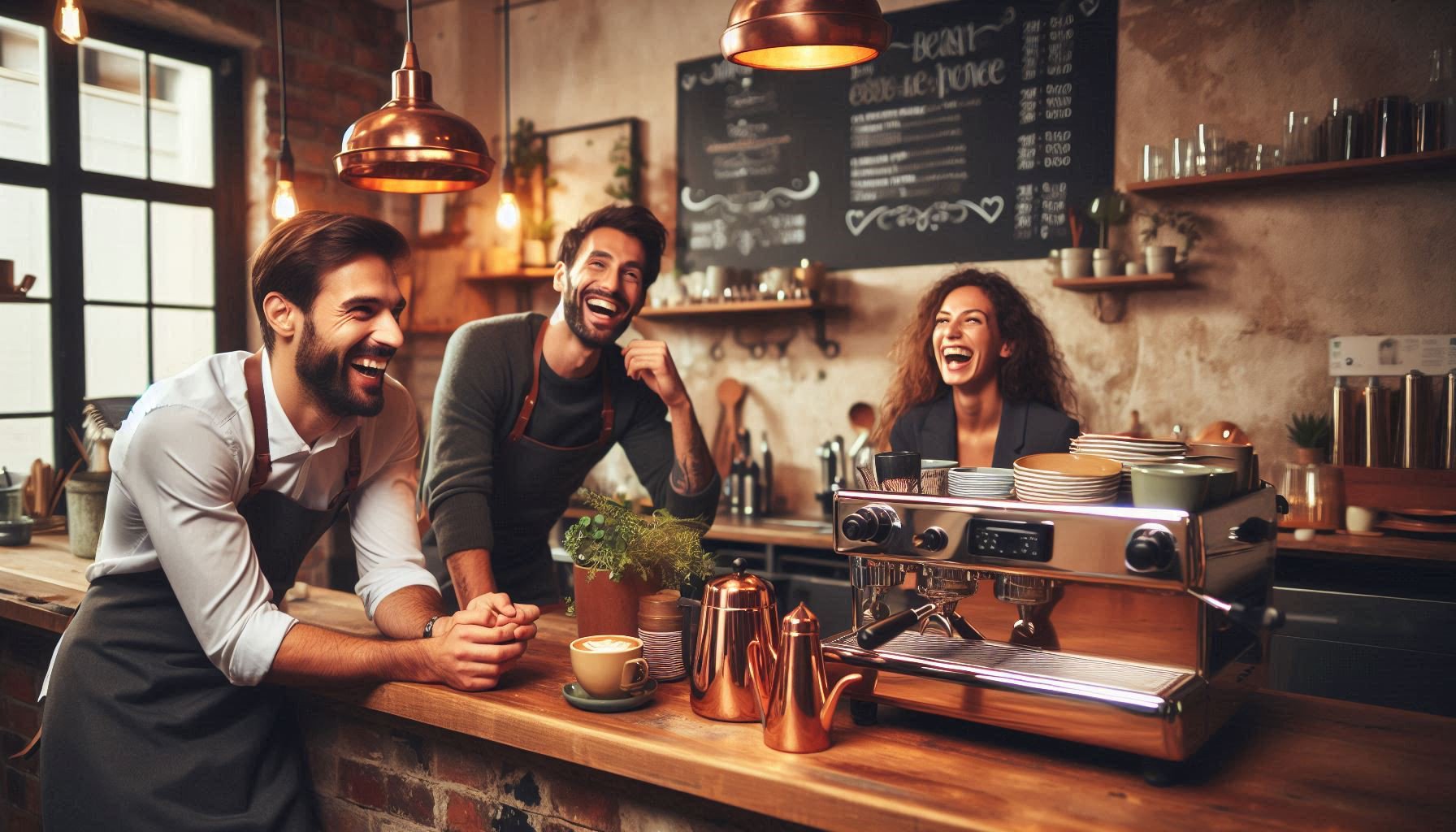 Community kitchen at The Living Room Coworking with diverse professionals collaborating