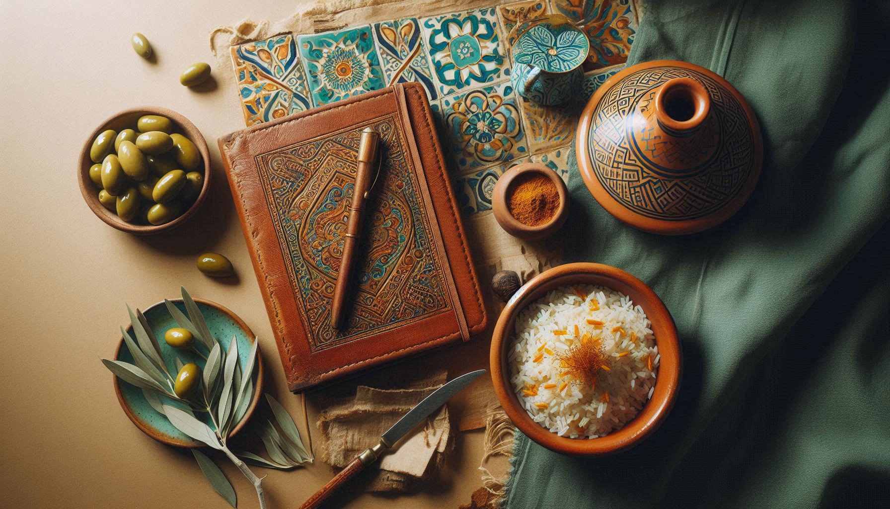 Mediterranean Triad: Olive Tree, Zellige Pattern, Shared Tagine - cultural productivity framework