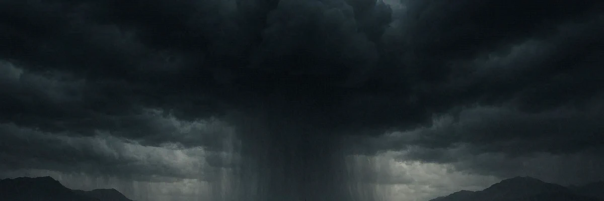 Storm clouds over the Strait of Gibraltar connecting Morocco and Spain