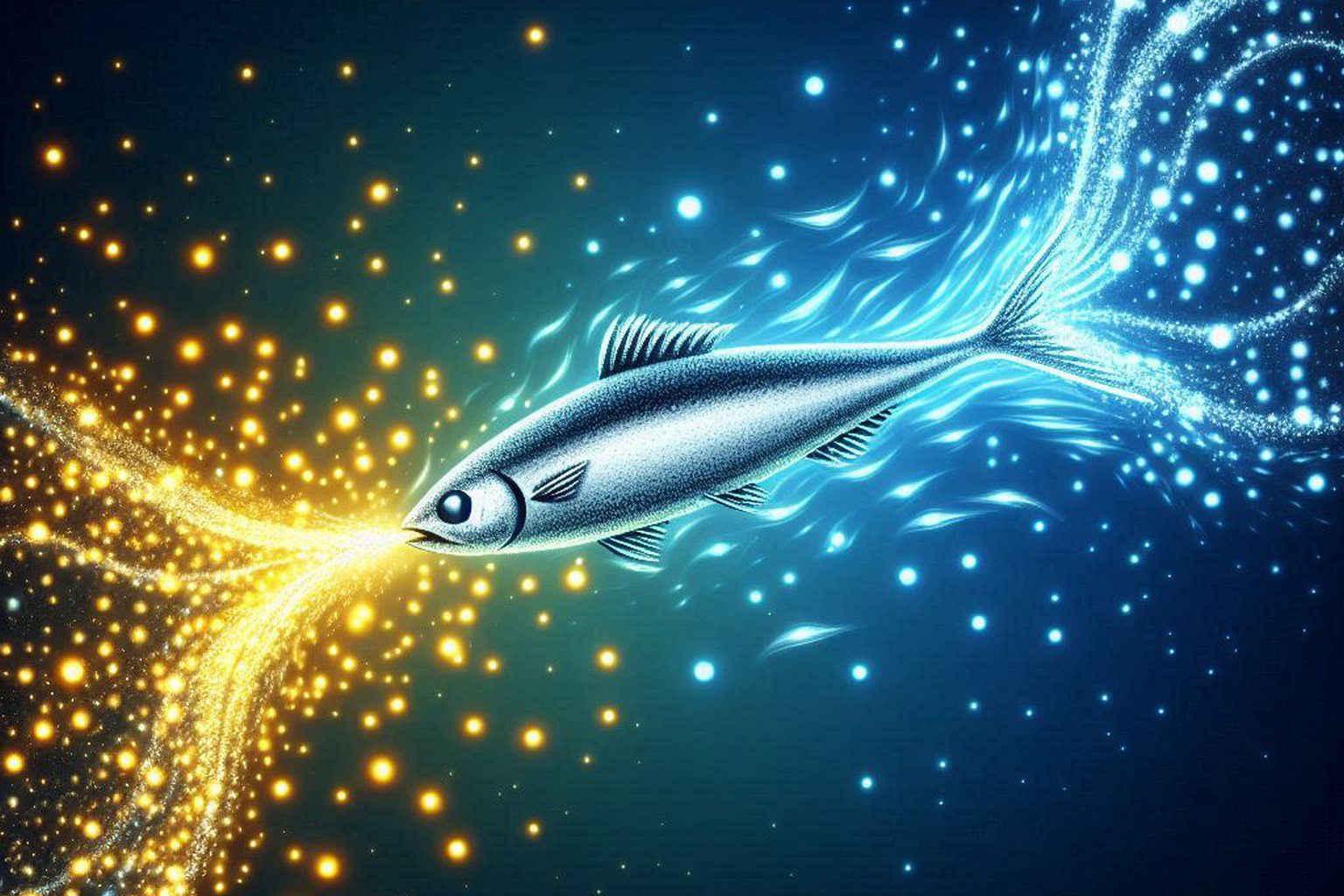 Symbolic image of sardine transporting nutrients between ecosystems - representing value migration
