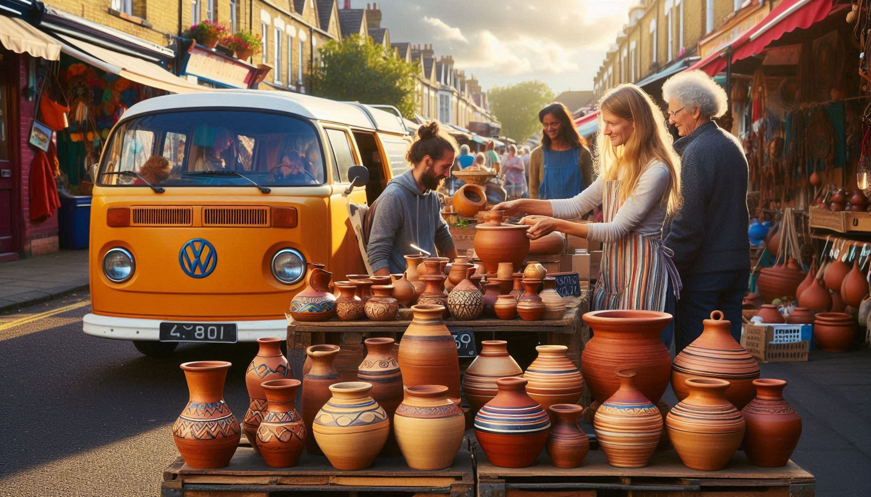 Sally introducing customers to Moroccan clay products at a UK market