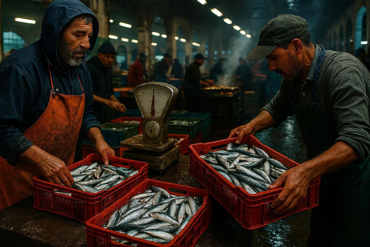 Fresh sardines at Larache central market