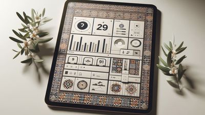 A modern productivity interface with geometric Moroccan tile patterns