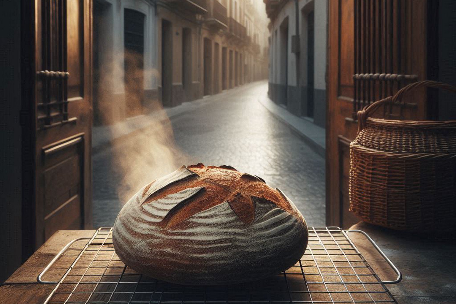 Freshly baked bread on a cooling rack, ready for sharing
