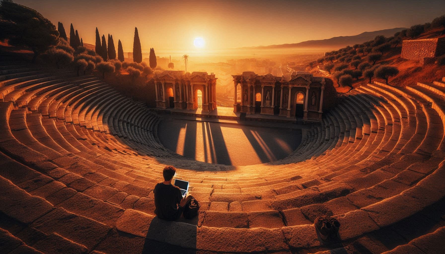 Sunset over Málaga Roman theatre - neuroscience confirms rest sparks innovation